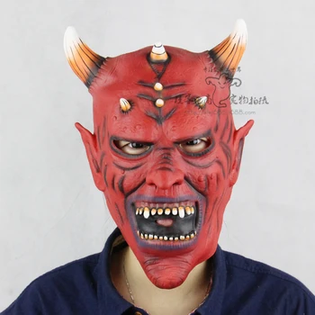 

Free Shipping Party Mask Hot Selling Festival & Party Supplies Eco-friendly Latex Masquerade Mask Horror Red Horns Devil Mask