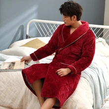 Повседневное домашнее платье для мужчин, фланелевый вязаный стеганый Халат для ванной, длинный удобный мягкий Однотонный мужской Халат L-XXXL