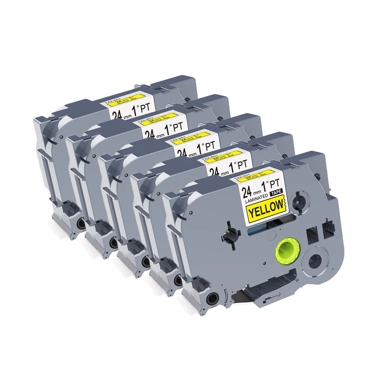 

5PCS PUTY Compatible for Brother 24mm Black on Yellow TZe-651 TZe 651 tz651 tz-651 label tapes for Brother p touch printer