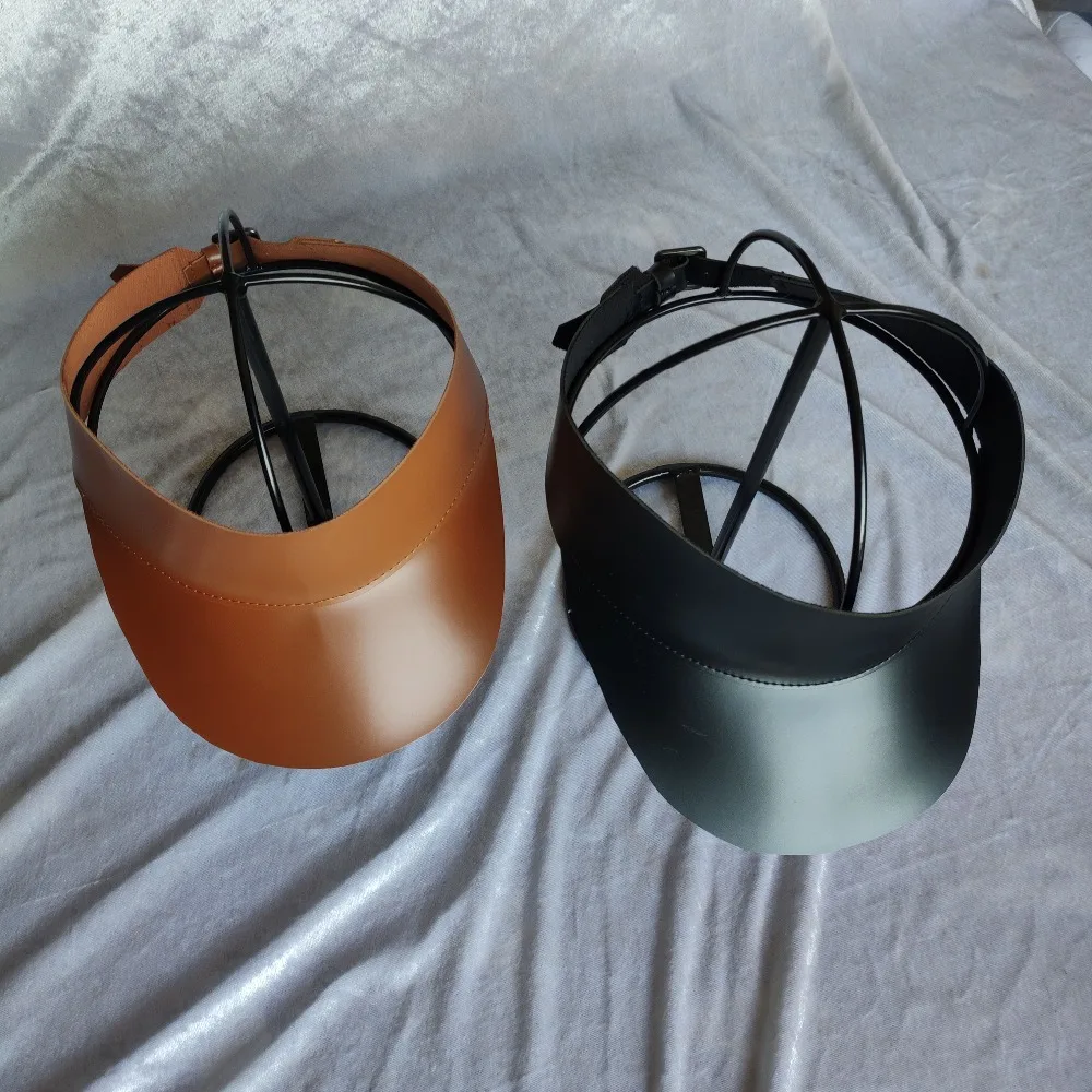 الصيف النساء عالية العلامة التجارية جلدية عارضة الشمس قبعات لا تغطي الرأس بالكامل في الهواء الطلق الفتيات قابل للتعديل مشبك شاطئ البحر عاري ...