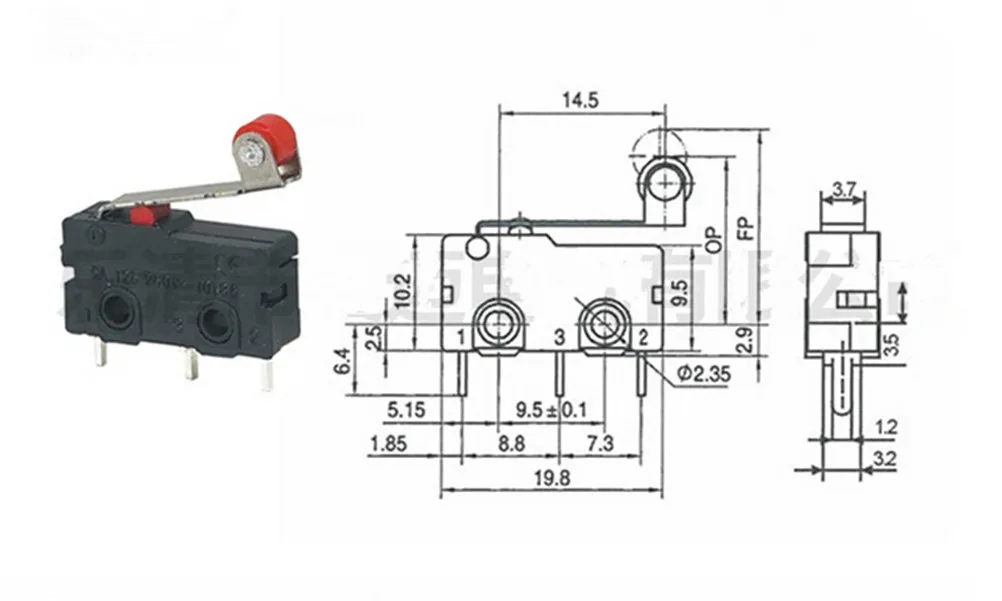 ZLinKJ 5 шт./компл. KW12 3 PCB микро роликовый рычаг рычага открыть закрыть выключатель