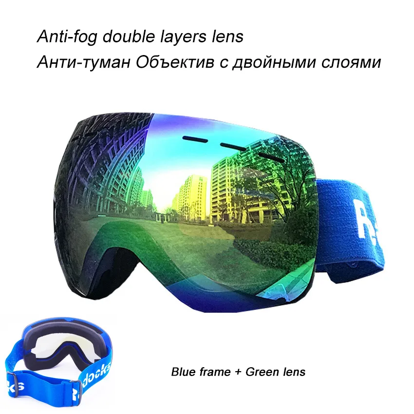 Анти-туман двухслойные линзы лыжные очки зимние сноуборд очки Анти-туман Мужчины Женщины снегоход катание на лыжах маска очки - Цвет: S10- 2 layers lens
