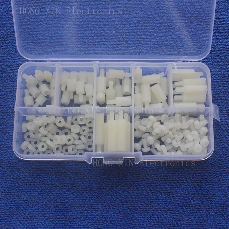 M3 Male-Female Nylon Hex Thread Standoff Spacers PCB Screws nuts Bolt Assortment kit set Fastener Hardware 180Pcs