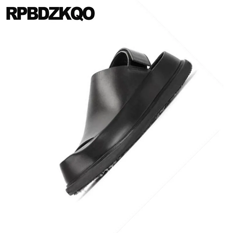 

Black Summer Genuine Leather Beach Italian Designer Shoes Men High Quality Platform Sandals Casual Open Toe Luxury Strap 2018