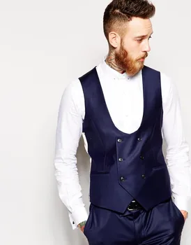 

Brand New Groom Vest Navy Blue GroomsmensBest Man Vest Custom Made Size and Color Double-Breasted WeddingPromDinner Waistcoat