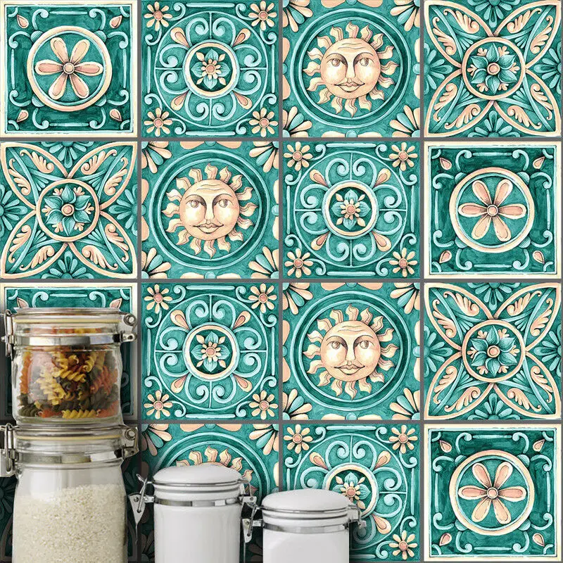 

10pcs Green Vintage Self-adhesive Bathroom Kitchen Wall Stair Floor Tile Sticker