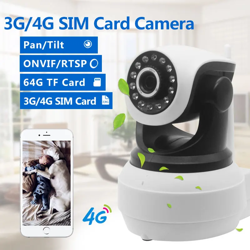 Беспроводная камера видеонаблюдения со встроенной батареей 4G Sim картой 1080P TF