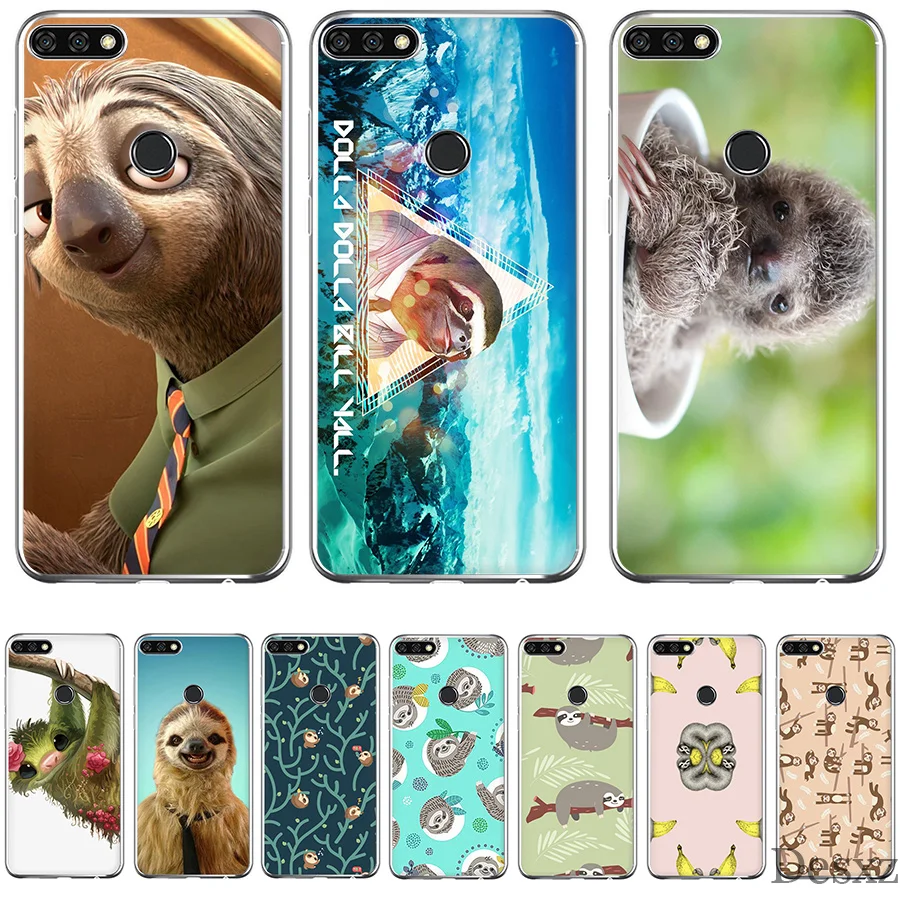 

Phone Case Grey Sloths And Flowers Pattern For Honor 6a 7X 7C 7A 9 10 Lite Pro 2GB 3GB 8X