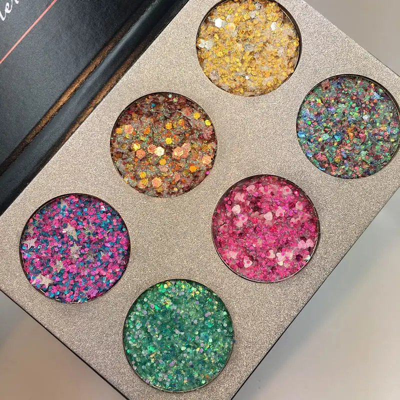 Beauty Glazed Brand 6 Colors Pressed Glitter Bar Makeup Eyeshadow