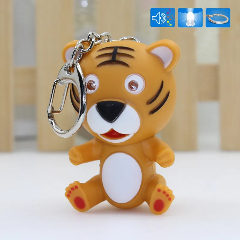 

Cartoon tiger Design LED Keychain with Sound,Flashlight Kid Emergency torch Animal tiger Keyring,car keyring,bag pendant