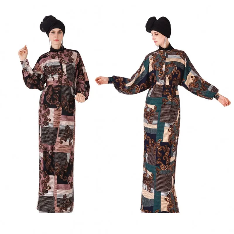 

New Luxurious Print Cardigan Abaya Full Dress Muslim Kimono Long Robe Gowns Tunic Jubah Katfan Middle East Arab Islamic Clothing