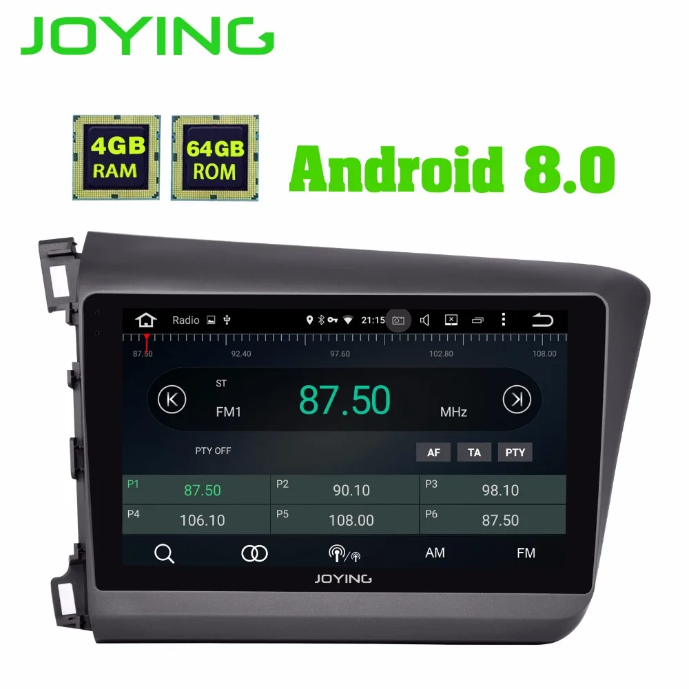Clearance JOYING 9" Octa core Android 8.0 Car Radio player 4G RAM 64G autoradio For Honda Civic 2012-2015 Support SWC TPMS Video output 4