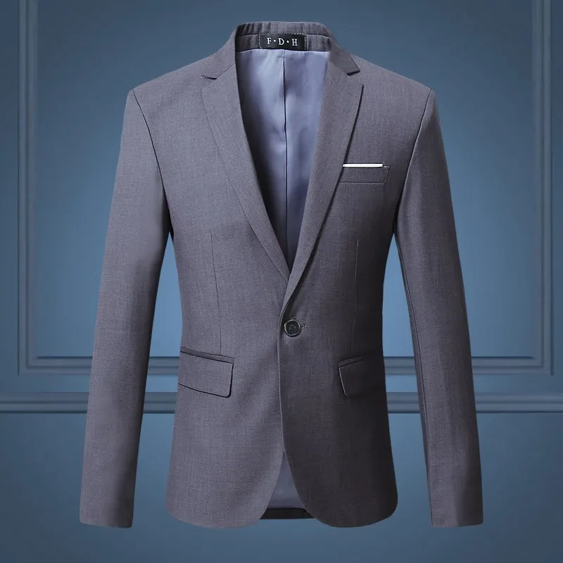 10 цветов) Высококачественный мужской деловой Профессиональный Блейзер, большой размер, Модный деловой однотонный тонкий пиджак для мужчин 6XL - Цвет: gray