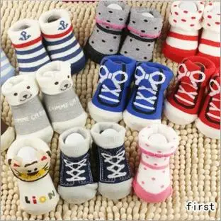 

Hot! 0-6 months unisex baby cartoon silicone non-slip floor socks kids children modelling socks 10 pairs/lot mix wholesale