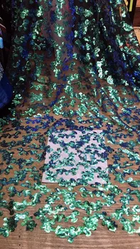 

6 colours tulle embroidery french net lace fabric with sequins for PWD191809 party dress