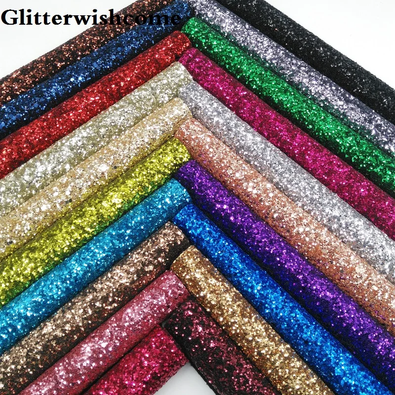 Pastel Colors Pink Chunky Glitter Leather Fabric Glitte Faux Leather