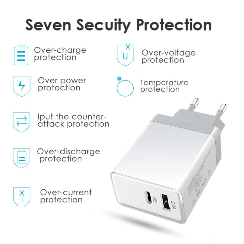 30W USB PD Fast Charger For iPhone Samsung Adapter Type C Quick Charger (5)