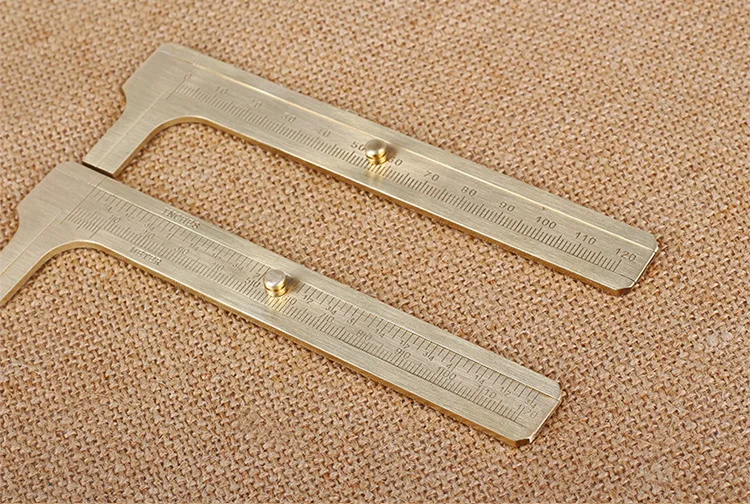 KACY 120mm Handy Sliding Gauge Brass Vernier font b Caliper b font Brass EDC Pocket Ruler