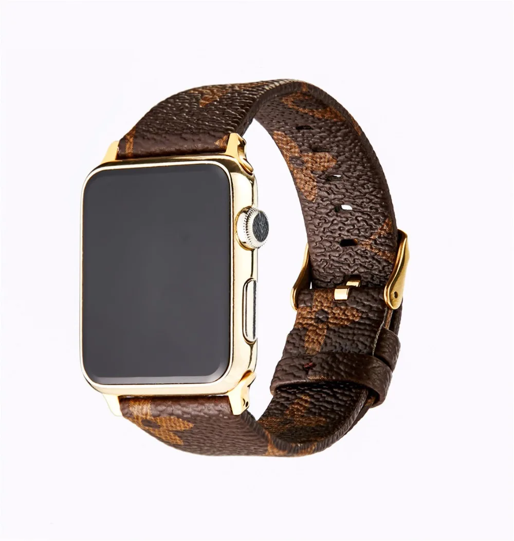 

Good Leather Watchband for iWatch Apple Watch 38mm 42mm Series 1 2 3 Grid Pattern Replacement Band Steel Buckle Wrist Strap.