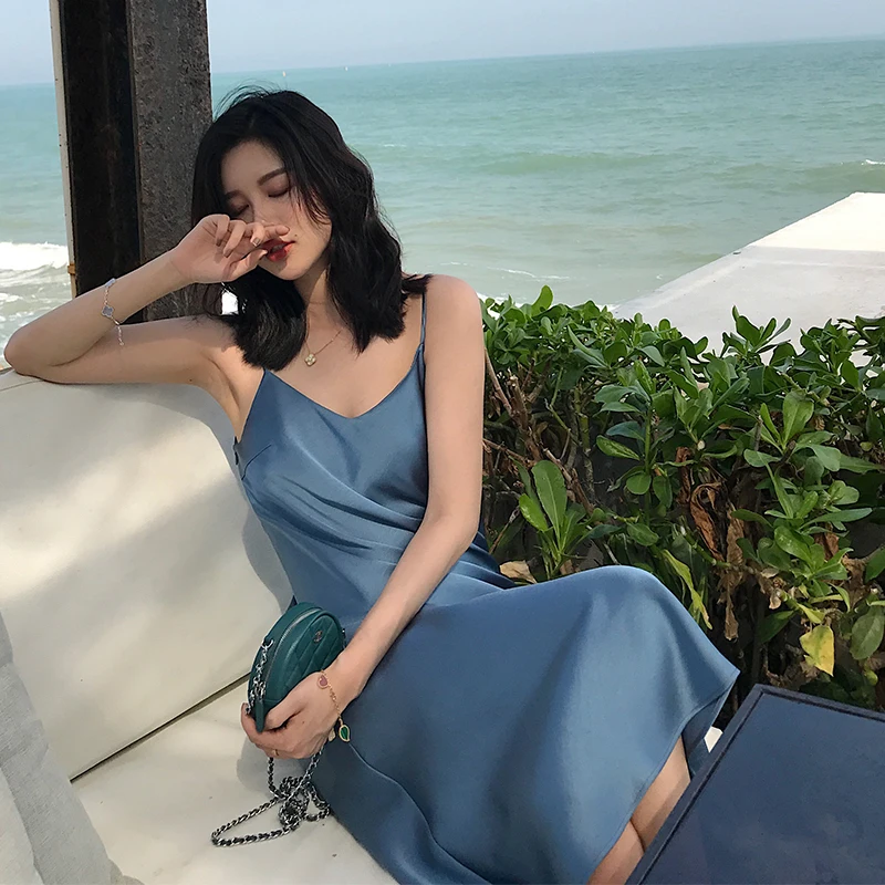 الصيف المرأة عارية الذراعين مثير الجليد الحرير السلس حزام عارضة بلون أكمام شاطئ حزب نادي اللباس