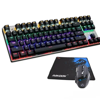 

Metoo 87-Key Mechanical Backlit Gaming Keyboard Wired Anti-ghosting 9 LED Lighting Modes Black Switch for CS Gamer PC Computer