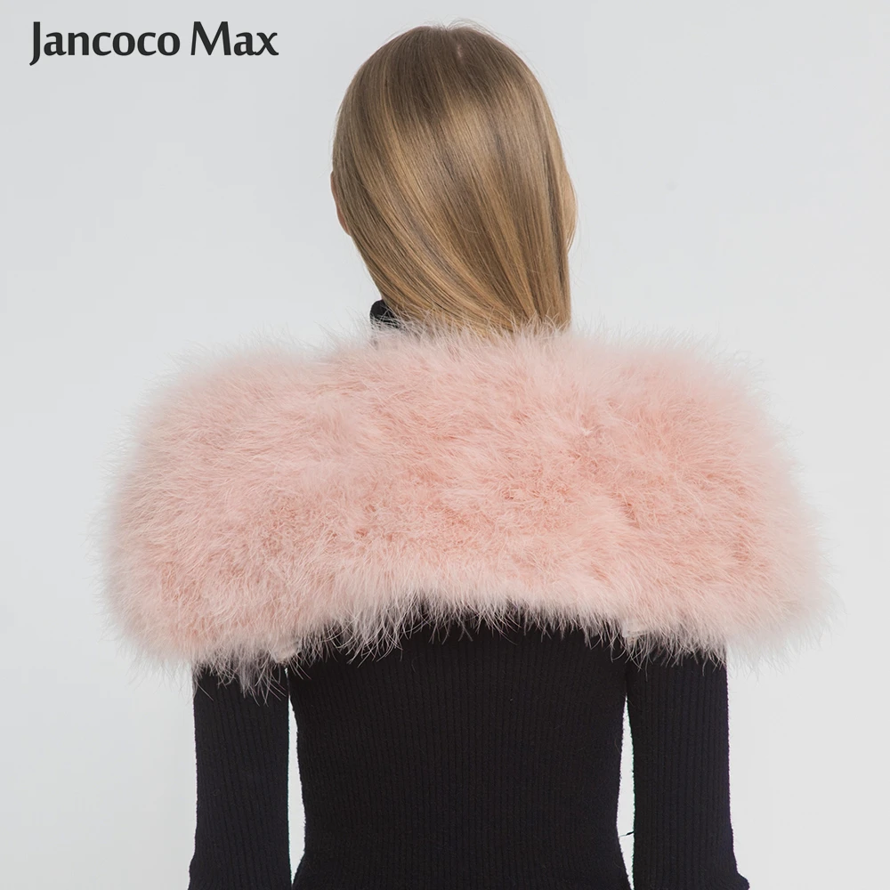 Jancoco Max 2019 натуральный мех накидка Болеро для женщин из натуральной страуса перо Мех животных шаль-пончо Лидер продаж один размер S1264