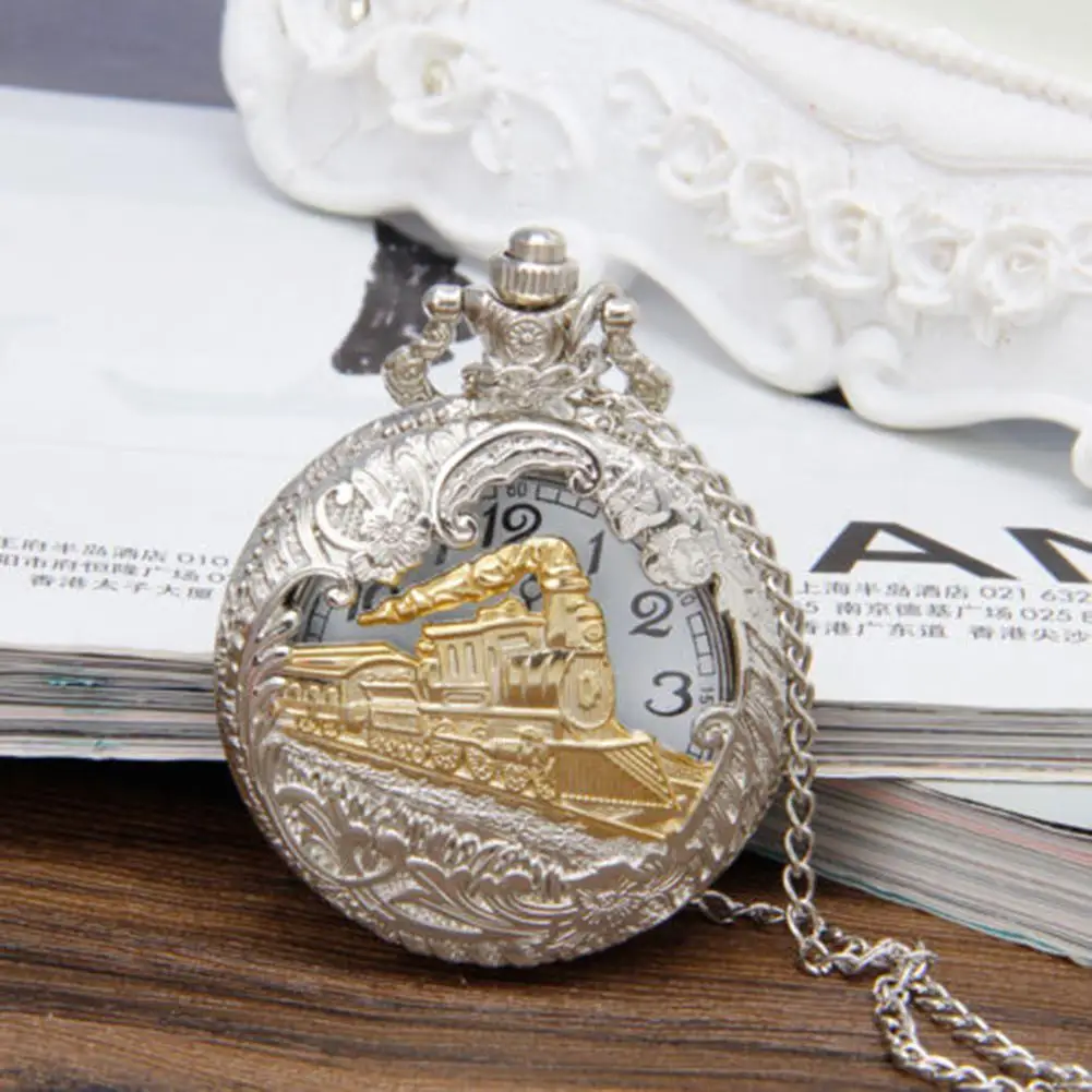 Женские мужские карманные часы винтажные паровой поезд Античная цепь унисекс кварцевые подвеска в виде локомотива карманное ожерелье