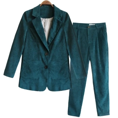 Модный вельветовый костюм женский Ранняя осень модный костюм куртка+ брюки женский костюм из двух частей - Цвет: 1