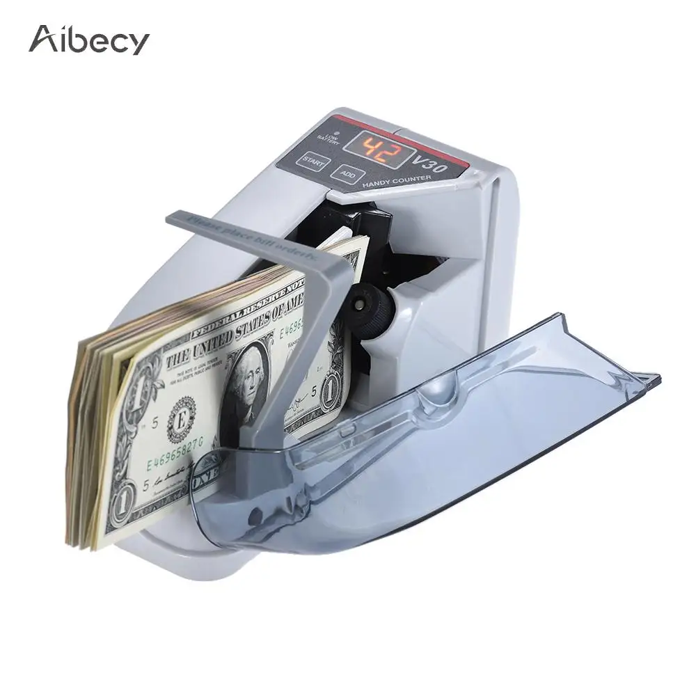 

Aibecy Mini Handy Money Counter Bill Cash Banknote Counter Money Currency Counting Machine Money Detector AC or Battery Powered