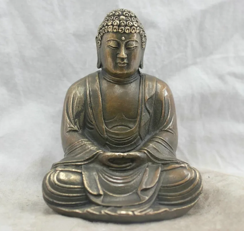Free shipping Chinese Folk Culture Handmade Brass Bronze Statue Sakyamuni Buddha Sculpture fast | Дом и сад