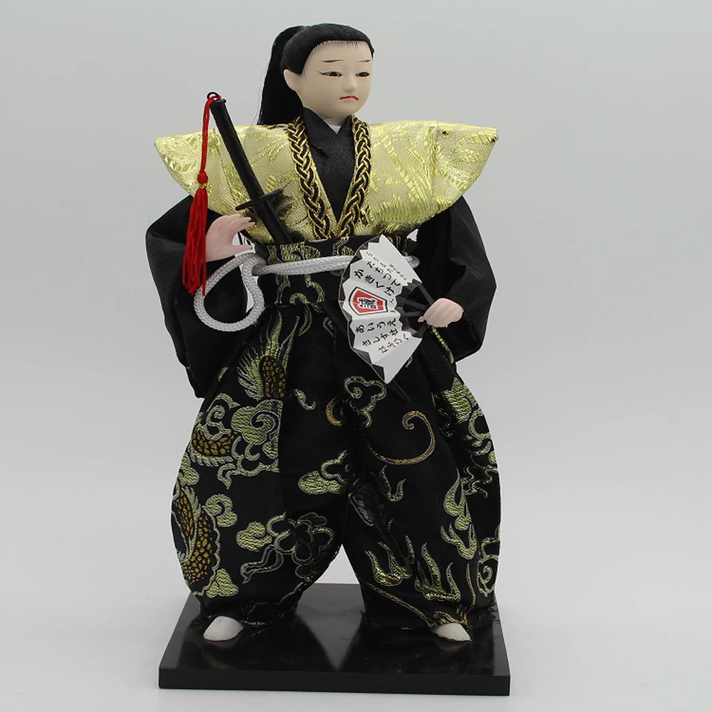  12'' Delicate Japanese Samurai Kimono Doll Oriental Doll Model Home Decoration Collection