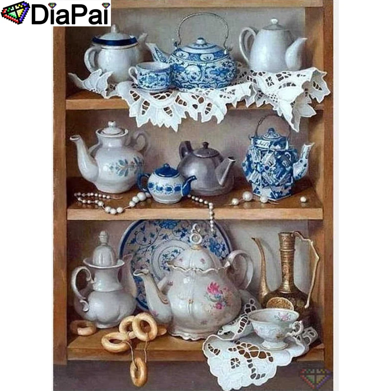 DIAPAI 5D DIY Алмазная картина полный квадратный/круглый дрель "чайник чашка" Алмазная вышивка крестиком 3D декор A21585