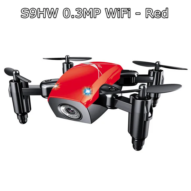 Универсальный Дрон S9W мини-Дрон с камерой S9 без камеры радиоуправляемые вертолеты складной Дрон удерживающий высоту Квадрокоптер WiFi FPV карманная игрушка - Цвет: S9W 30W Cam Red