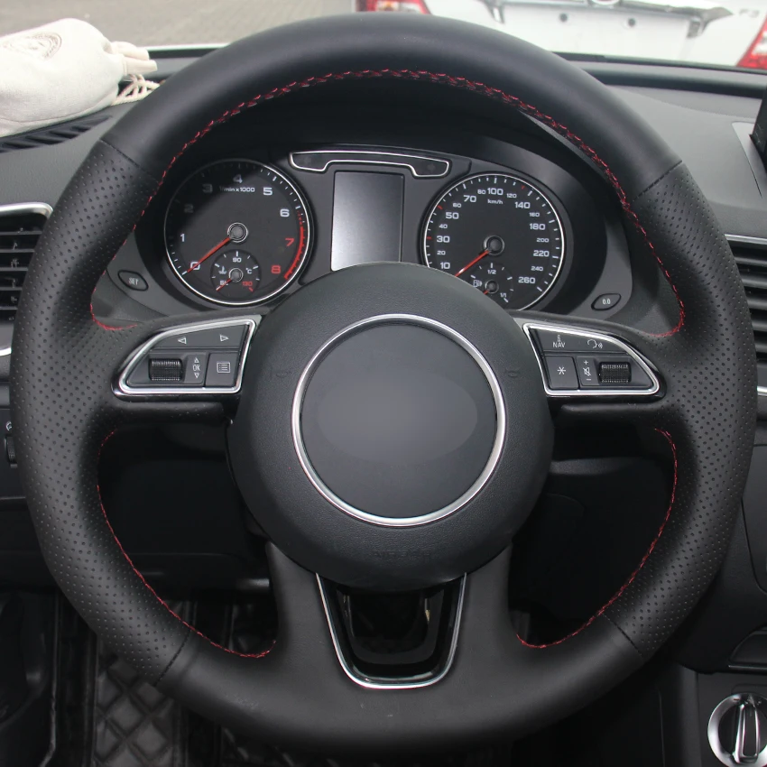 Buy Black Natural Leather Car Steering Wheel Cover for