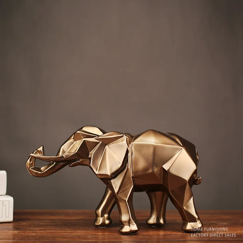 

Nordic Style Resin Black Gold Geometric Elephant Miniature Figurines Crafts Home Decoration Accessories Creative Gifts Modern