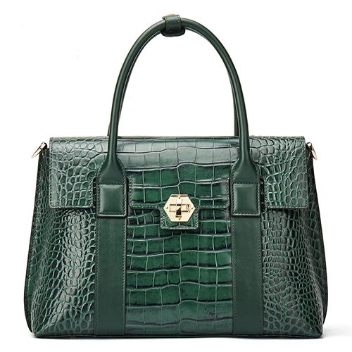 Qiwang Роскошная зеленая сумка женская большая сумка-тоут Высокое качество Натуральная кожа сумка на плечо дизайнерская модная сумка с верхней ручкой - Цвет: 5139