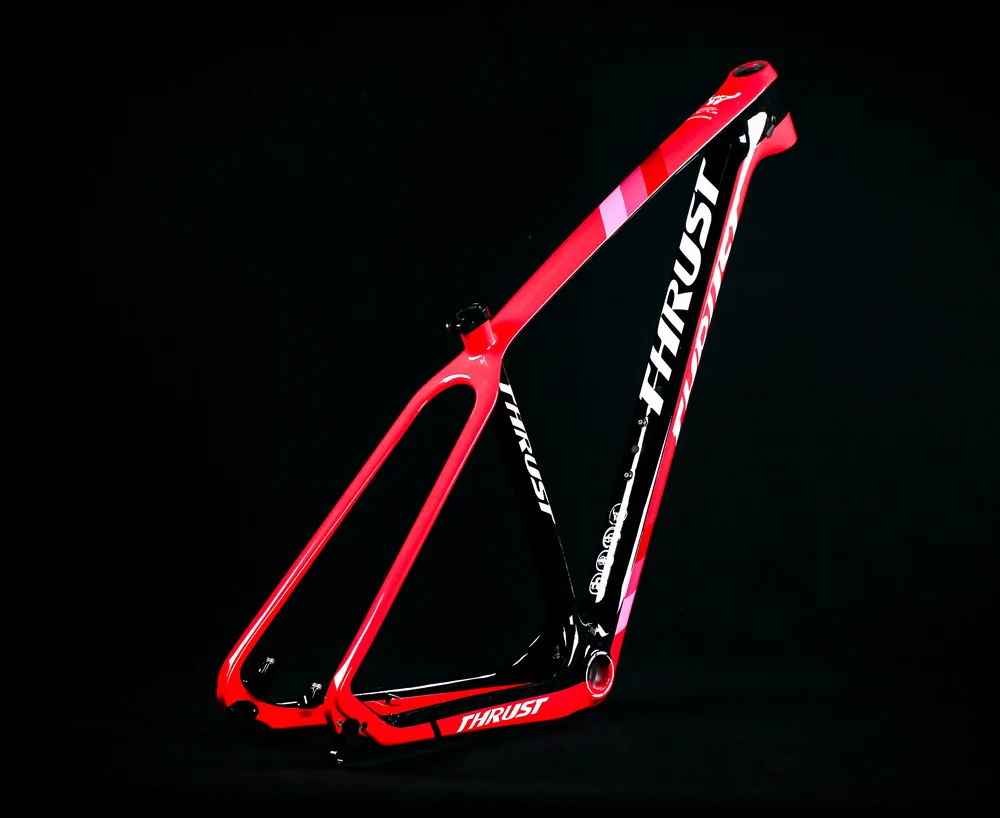 Best THRUST Bicycle Frame 29er 27.5er Mountain Bike Carbon Frame Size 15 17 19 BSA BB30 Disc Brake Tapered Carbon mtb Frame UD Black 13