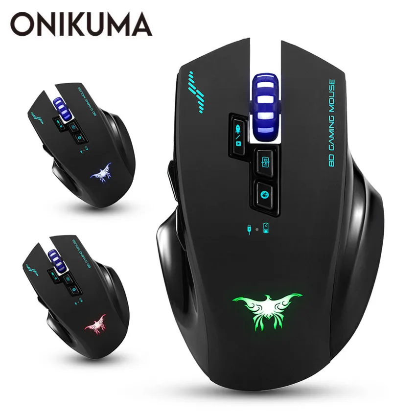 

ONIKUMA Wireless Gaming Mouse Combatwing W100 2.4GHz Rechargeable RGB LED 2400DPI Optical Mice with USB Receiver