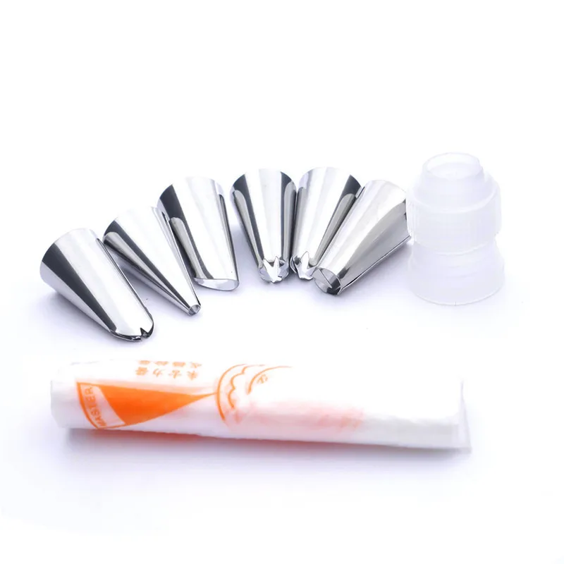 9Pcs/Set Cake Decorating tips set 3Pcs Icing Piping Cream Pastry Bag + 6 Stainless Steel Nozzles+ 1 Pastry Tips Converter 9Pcs/Set Cake Decorating tips set 3Pcs Icing Piping Cream Pastry Bag + 6 Stainless Steel Nozzles+ 1 Pastry Tips Converter