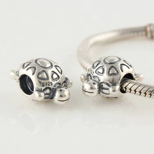 

Lovely Turtle 925 Sterling Silver Jewelry Screw Hole Charm Bead DIY Jewelry For European Silver Charm Bracelet DIY LW144
