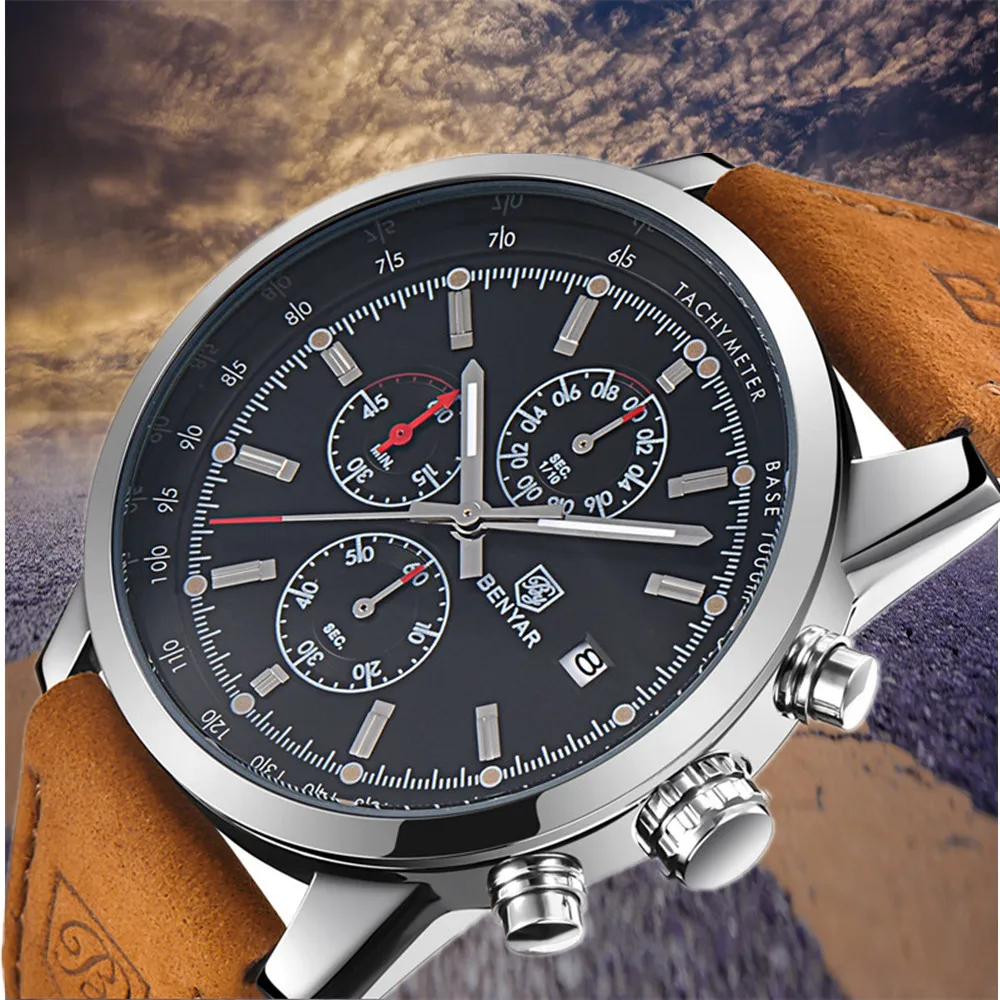 Кварцевые часы Relojes Hombre мужские водонепроницаемые с секундомером спортивные