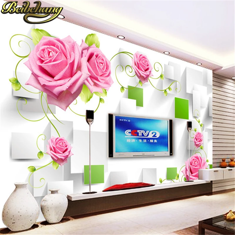 Beibehang Living Room Kid S Mural Tv Setting Wall Photo Beibehang Living Room Kid S Mural Tv Setting Wall Photo Wallpaper Pink Rose White Papel De Parede