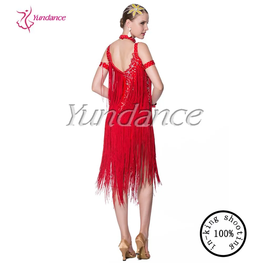 Горячая сексуальная Латинский танец сальсы платье для девочек в красном цвете L-11306