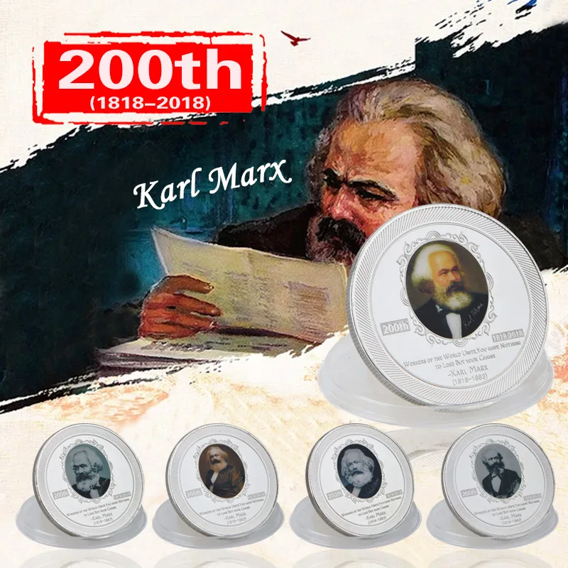 

WR Germany Karl Marx Silver Plating Commemorative euro Copy coins for Art Collection Collectible or Decorative replica coins
