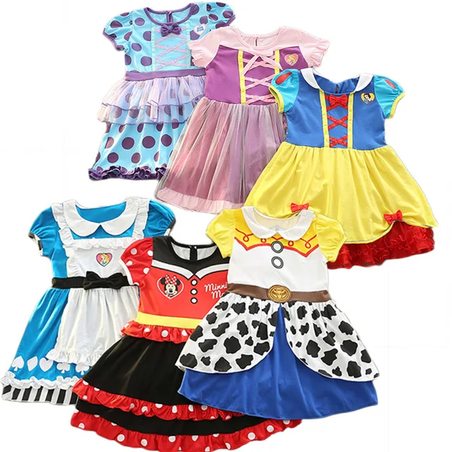 

Minnie Snow White Sofia Alice Cinderella Princess Girl Party Dress Cute Baby Girl Halloween Cosplay Costume Little Girl Clothes