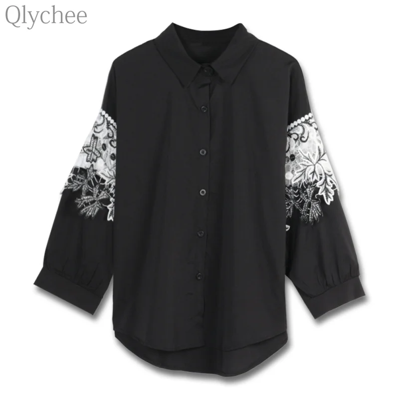 button down collar lace patchwork blouse button down collar lace patchwork blouse