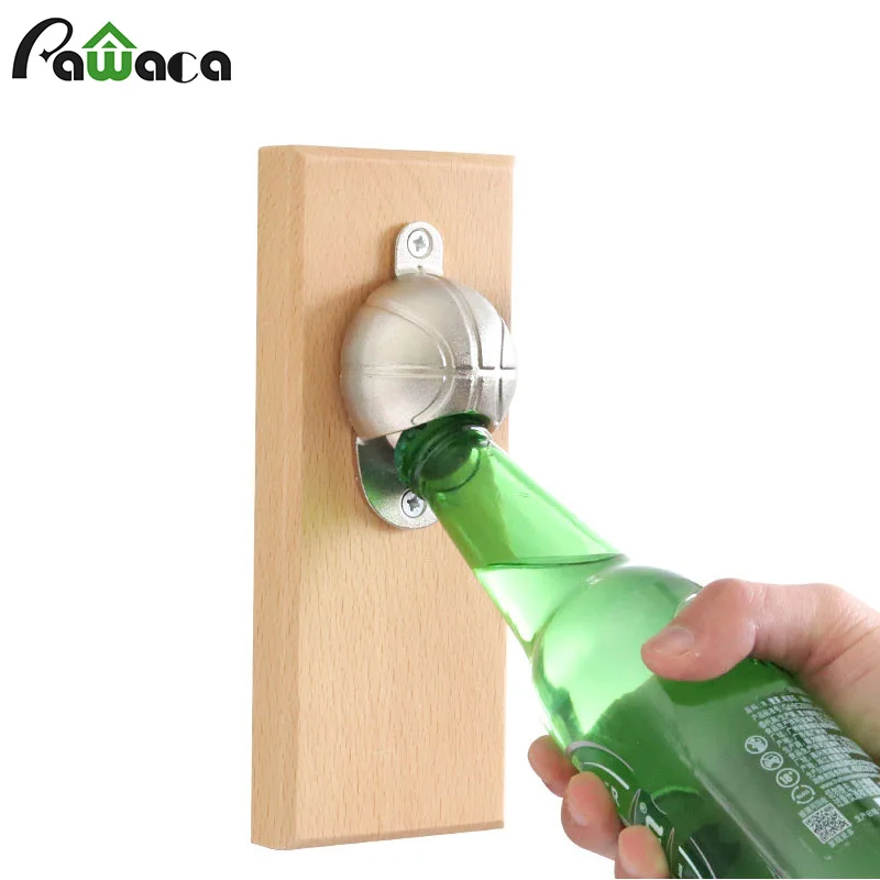 

Basketball Wall Mounted Bottle Opener with Catcher Magnet Board Beer Opener for Fridge Refrigerator Bar Home Wall Decoration