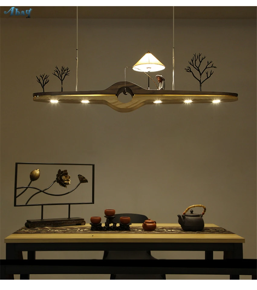 Новые китайские подвесные светильники из цельного дерева для кухни, столовой, настольного освещения, ресторана, кабинета, чайный домик, настольные подвесные светильники