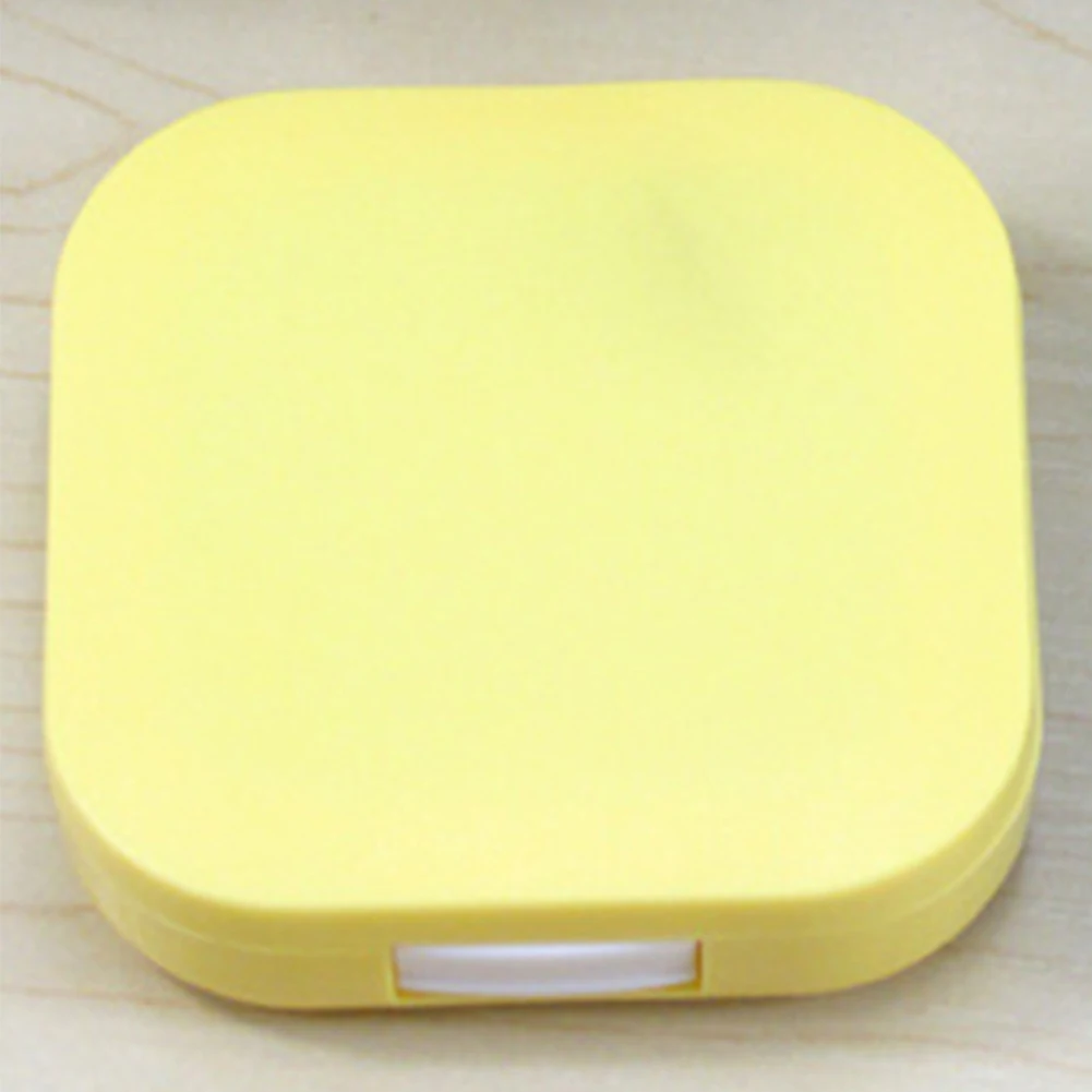 Комплект контейнеров для контактных линз, держатель для хранения, зеркальный ящик, аксессуары для очков, зеркальный чехол, бутылка и Пинцет#04 - Цвет: Yellow