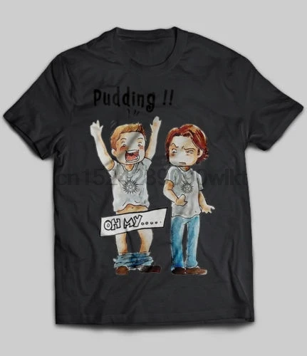 

Supernatural Pudding! Oh My Funny Black T-Shirt Sam Winchester